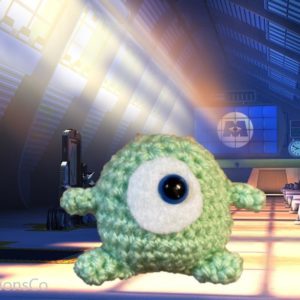 Crochet Mike Wazowski on Monsters Inc Scare Floor