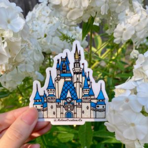 Castle sticker surrounded by white flowers