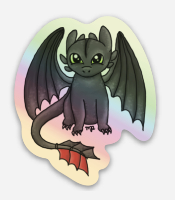 Toothless dragon holographic sticker